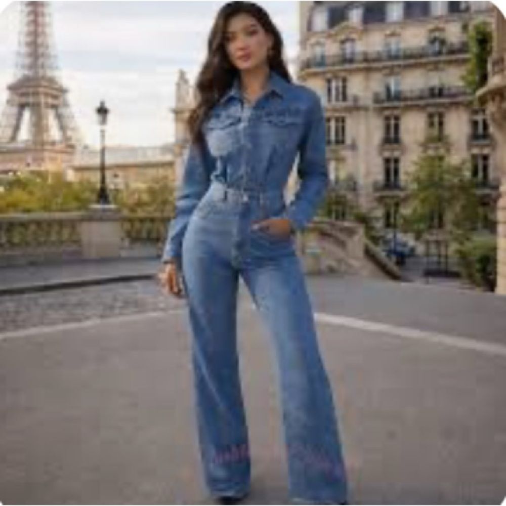LEVIS Jumpsuit NEW Wide Leg Western Coastal Cowgirl Cotton Denim Blue Size XL